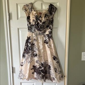 Chi Chi London Black and Cream Floral Midi Dress